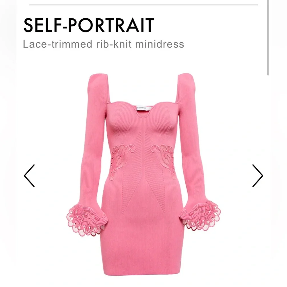 Self Portrait Pink Lace Trimmed Mini Dress. Size M. Worn once. - Picture 1 of 6